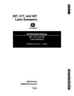 John Deere 26T, 31T, 38T Lawn Sweeper Operator manual OMM46746 — actual manual cover