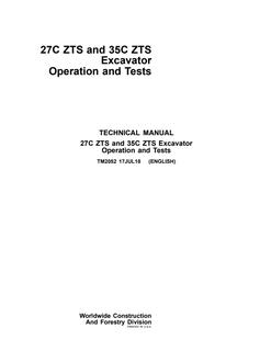 John Deere 27C ZTS, 35C ZTS Excavator Operation and tests manual TM2052 — actual manual cover