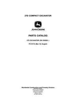 John Deere 27D Compact Excavator Parts catalog PC10115 — actual manual cover