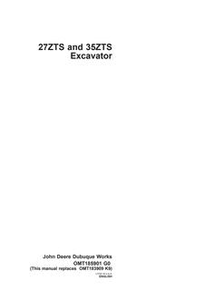 John Deere 27ZTS, 35ZTS Excavator Operator manual OMT185901 — actual manual cover