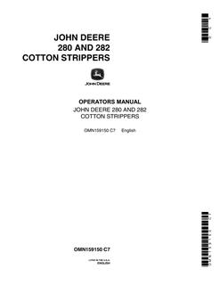 John Deere 280, 282 Cotton Stripper Operator manual OMN159150 — actual manual cover