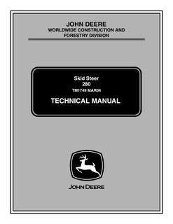 John Deere 280 Skid steer Technical manual TM1749 — actual manual cover