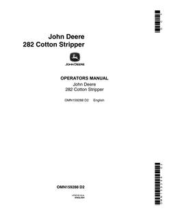 John Deere 282 Cotton stripper Operators manual OMN159288 — actual manual cover