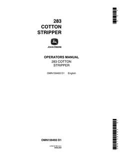 John Deere 283 Cotton Stripper Operator manual OMN159493 — actual manual cover