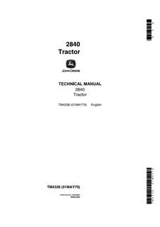 John Deere 2840 Tractor Technical manual TM4336 — actual manual cover