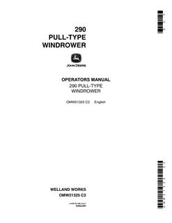 John Deere 290 Pull-Type Windrower Operator manual OMW21325 — actual manual cover