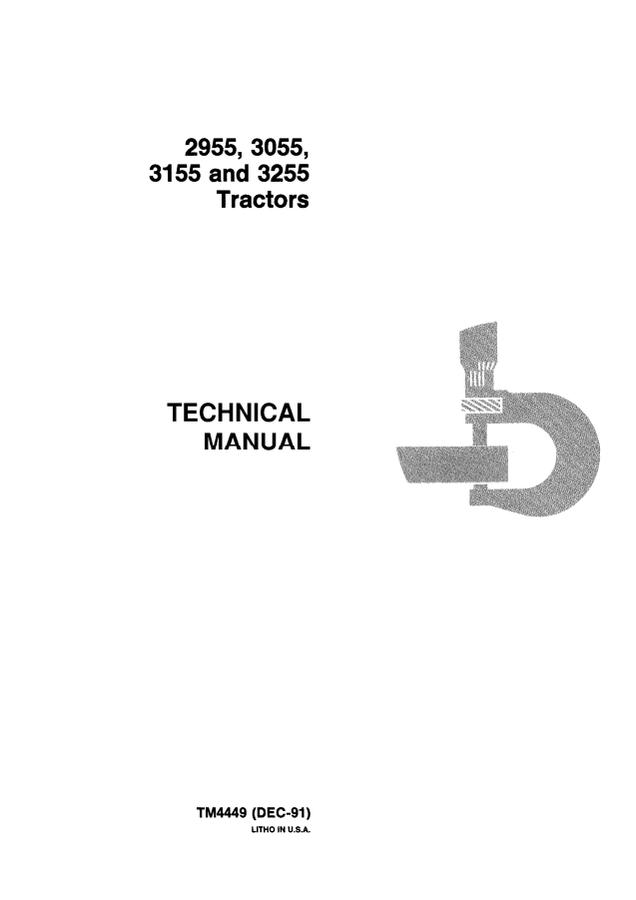 John Deere 2955, 3055, 3155, 3255 Tractor Technical manual TM4449 — actual manual cover