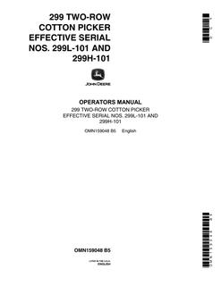 John Deere 299 Two-Row Cotton Picker Operator manual OMN159048 — actual manual cover