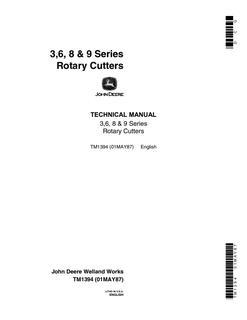 John Deere 3, 6, 8, 9 Series Rotary cutter Technical manual TM1394 1987-05-01 — actual manual cover