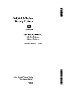 John Deere 3, 6, 8 and 9 Series Rotary Cutters Technical Manual — actual manual cover