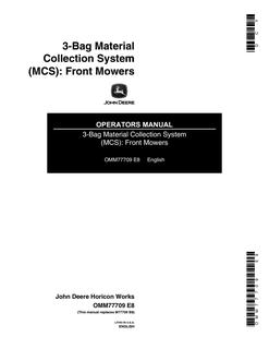 John Deere 3-Bag Material Collection System for Front Mowers Operators manual — actual manual cover