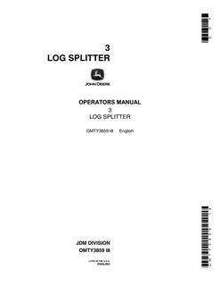 John Deere 3 Log Splitter Operator manual OMTY3859 — actual manual cover
