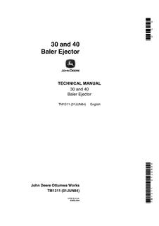 John Deere 30, 40 Baler ejector Technical manual TM1311 — actual manual cover