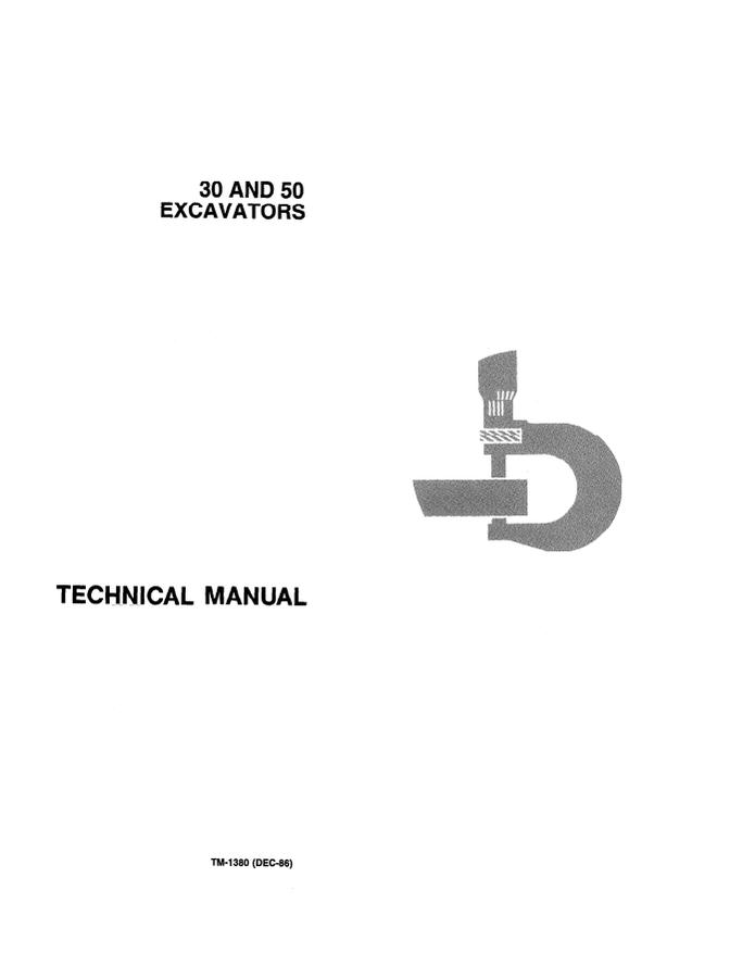 John Deere 30, 50 Excavator Technical manual TM1380 — actual manual cover