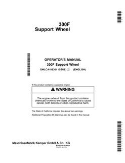 John Deere 300F Support Wheel Operator manual OMLCA10930 — actual manual cover