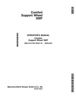 John Deere 300F Support wheel Operator manual OMLCA113758 — actual manual cover