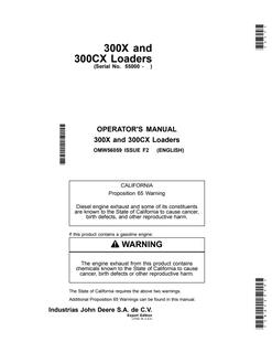 John Deere 300X, 300CX Loader Operator manual OMW56059 — actual manual cover