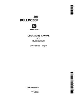 John Deere 301 Bulldozer Operator manual OMU11585 — actual manual cover