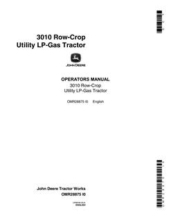 John Deere 3010 Tractor Operator Manual OMR28875 — actual manual cover
