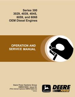 John Deere 3029, 4039, 4045, 6059, 6068 OEM Diesel Engine Operation and Service Manual OMRG18293 — actual manual cover