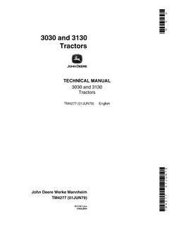 John Deere 3030, 3130 Tractor Technical manual — actual manual cover