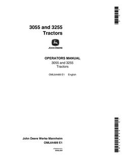 John Deere 3055, 3255 Tractor Operator manual OML64489 — actual manual cover