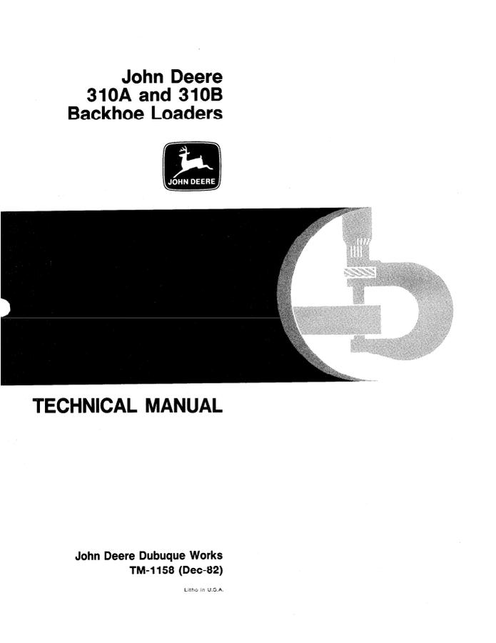 John Deere 310A and 310B Backhoe Loaders Technical Manual — actual manual cover