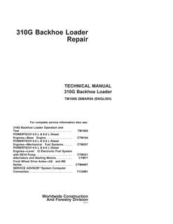 John Deere 310G Backhoe Loader Repair Technical Manual TM1886 — actual manual cover
