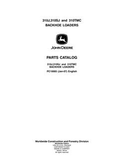 John Deere 310J, 310SJ, 310TMC Backhoe loader Parts catalog PC10005 — actual manual cover