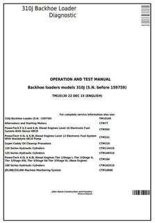 John Deere 310J Backhoe loader Operation and test manual TM10130 — actual manual cover
