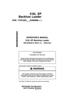 John Deere 310L EP Backhoe loader Operator manual OMT425669X19 — actual manual cover
