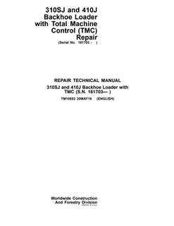 John Deere 310SJ, 410J Backhoe loader Repair technical manual TM10853 — actual manual cover