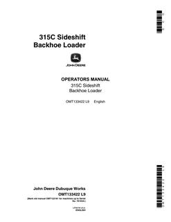 John Deere 315C Sideshift Backhoe loader Operator manual OMT133422 — actual manual cover