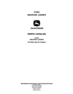 John Deere 315SJ Backhoe loader Parts catalog PC10036 — actual manual cover
