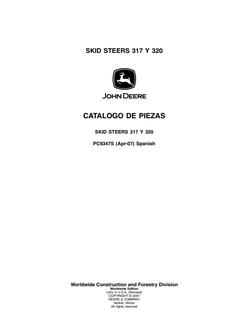 John Deere 317 and 320 Skid steer Parts catalog PC9347S — actual manual cover