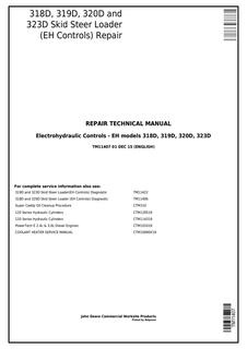 John Deere 318D, 319D, 320D, 323D Skid steer loader Repair technical manual TM11407 — actual manual cover