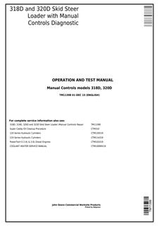 John Deere 318D, 320D Skid steer loader Diagnostic operation and test manual TM11398 — actual manual cover