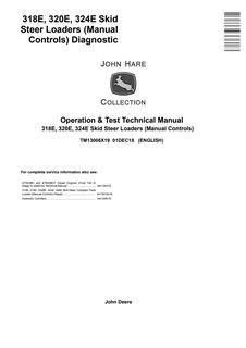 John Deere 318E, 320E, 324E Skid Steer Loader Diagnostic Operation and Test Technical Manual TM13006X19 — actual manual cover