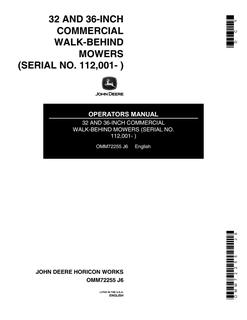 John Deere 32- and 36-Inch Commercial Walk-Behind Mowers Operator's Manual — actual manual cover