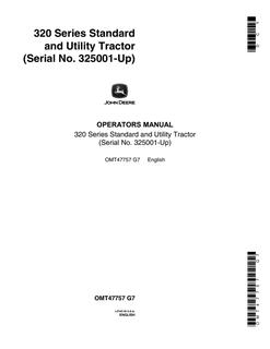 John Deere 320 Series Tractor Operator manual OMT47757 — actual manual cover