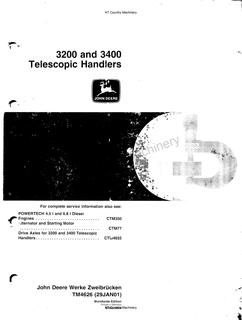 John Deere 3200, 3400 Telescopic Handler Technical Manual TM4626 — actual manual cover