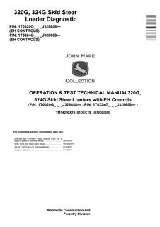 John Deere 320G, 324G Skid Steer Loader Operation and Test Technical Manual TM14290X19 — actual manual cover