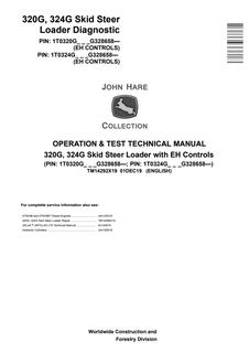 John Deere 320G, 324G Skid steer loader Operation and test technical manual TM14292X19 — actual manual cover