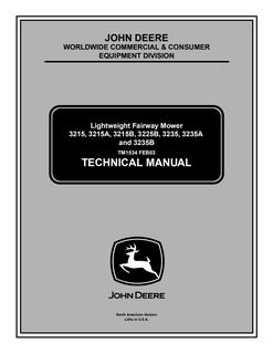John Deere 3215, 3215A, 3215B, 3225B, 3235, 3235A, 3235B Lightweight Fairway Mower Technical Manual TM1534 2003-02 — actual manual cover