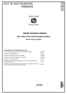 John Deere 3215 to 3420 series Telescopic Handler Repair Technical Manual TM8103 — actual manual cover