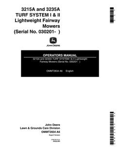 John Deere 3215A and 3235A Fairway mower Operator manual OMMT2834 — actual manual cover