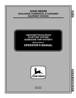 John Deere 3215B, 3225B and 3235B Fairway mower Operator manual OMTCU14443 — actual manual cover