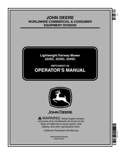 John Deere 3225C, 3235C, 3245C Fairway mower Operator manual OMTCU20277 — actual manual cover