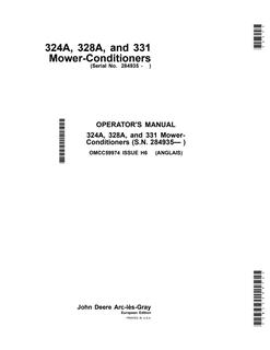 John Deere 324A, 328A, 331 Mower-conditioner Operator manual OMCC59974 — actual manual cover