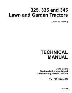 John Deere 325, 335, 345 Lawn and garden tractor Technical manual TM1760 — actual manual cover